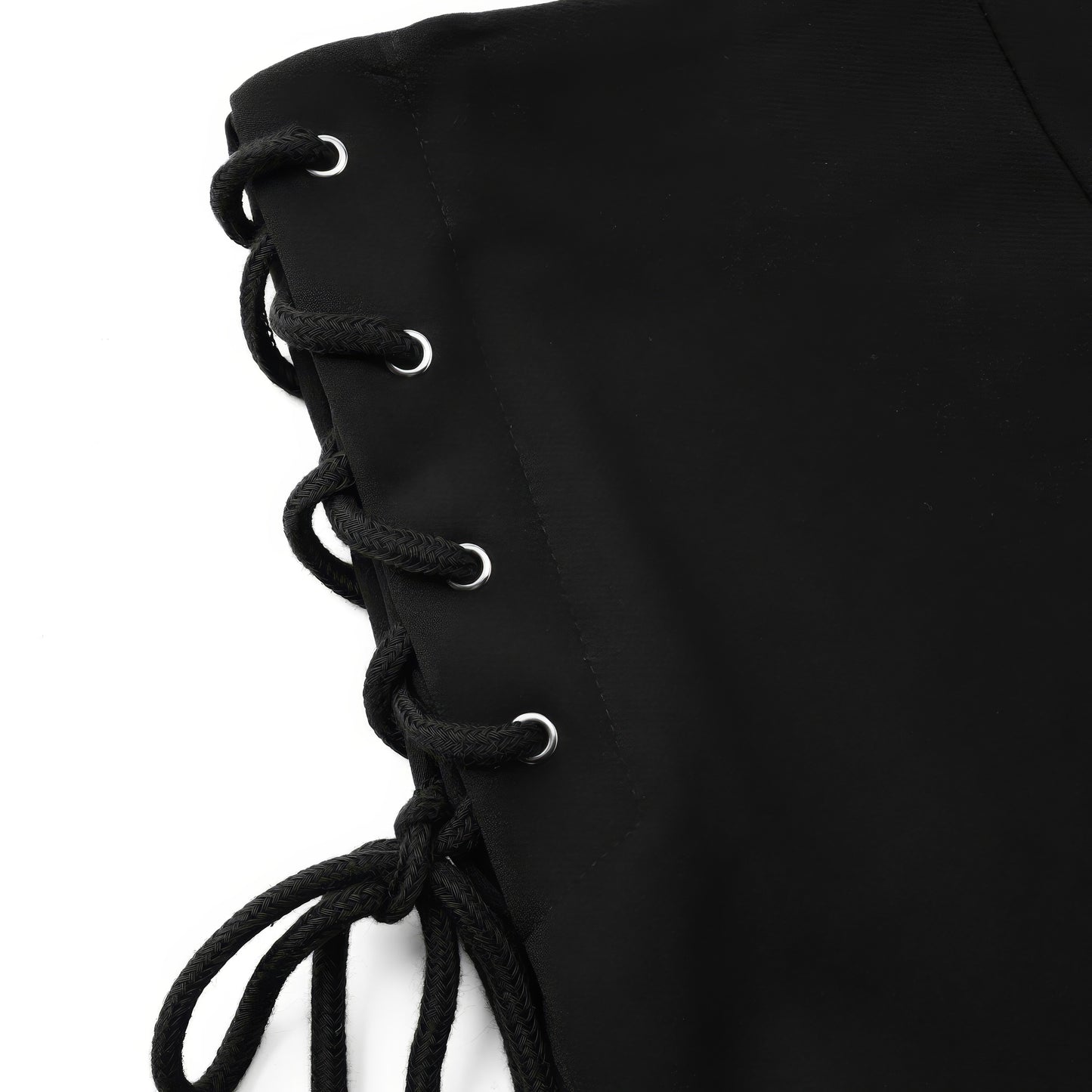 Side Lace-Up Detail Black Shorts