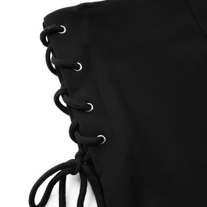Side Lace-Up Detail Black Shorts