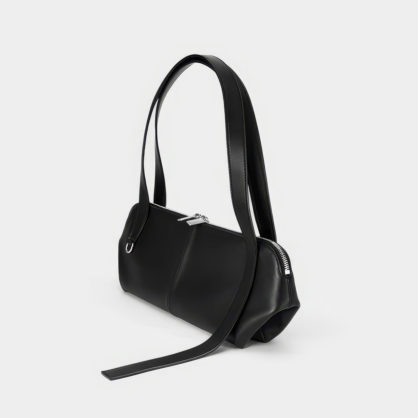 Slim Zip Barrel Faux Leather Shoulder Bag