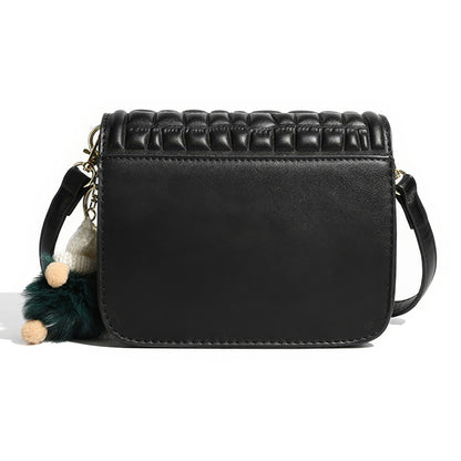 Quilted Box Flap Crossbody Bag with Charm