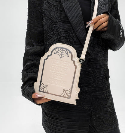 Tombstone Engraved Faux Leather Crossbody