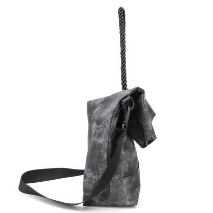 Washed Canvas Twisted Strap Flap Bag