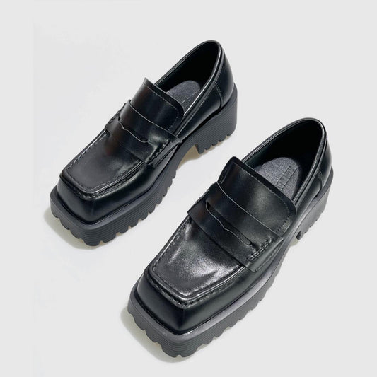 Black Chunky Platform Loafers