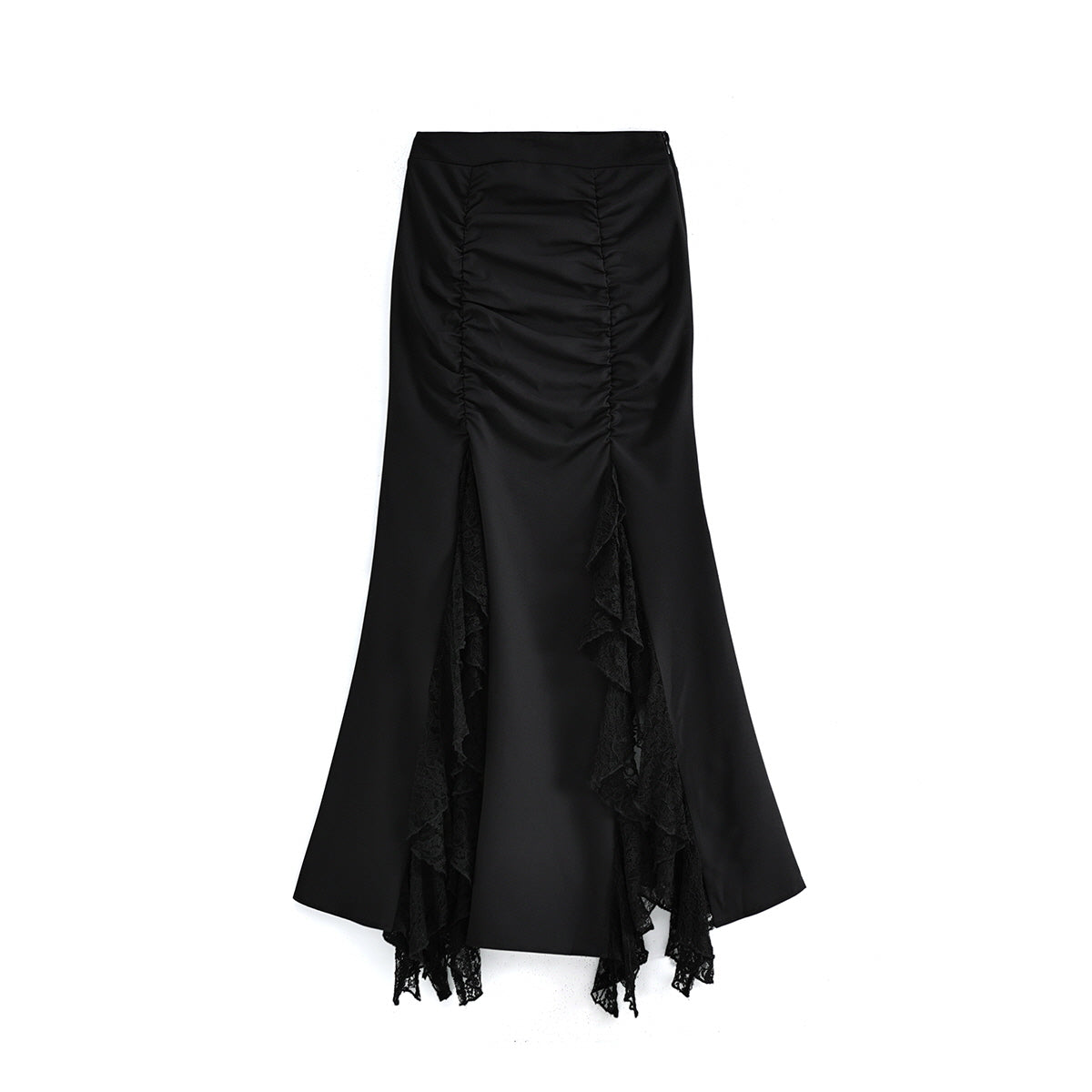 Ruched Lace Panel Maxi Skirt