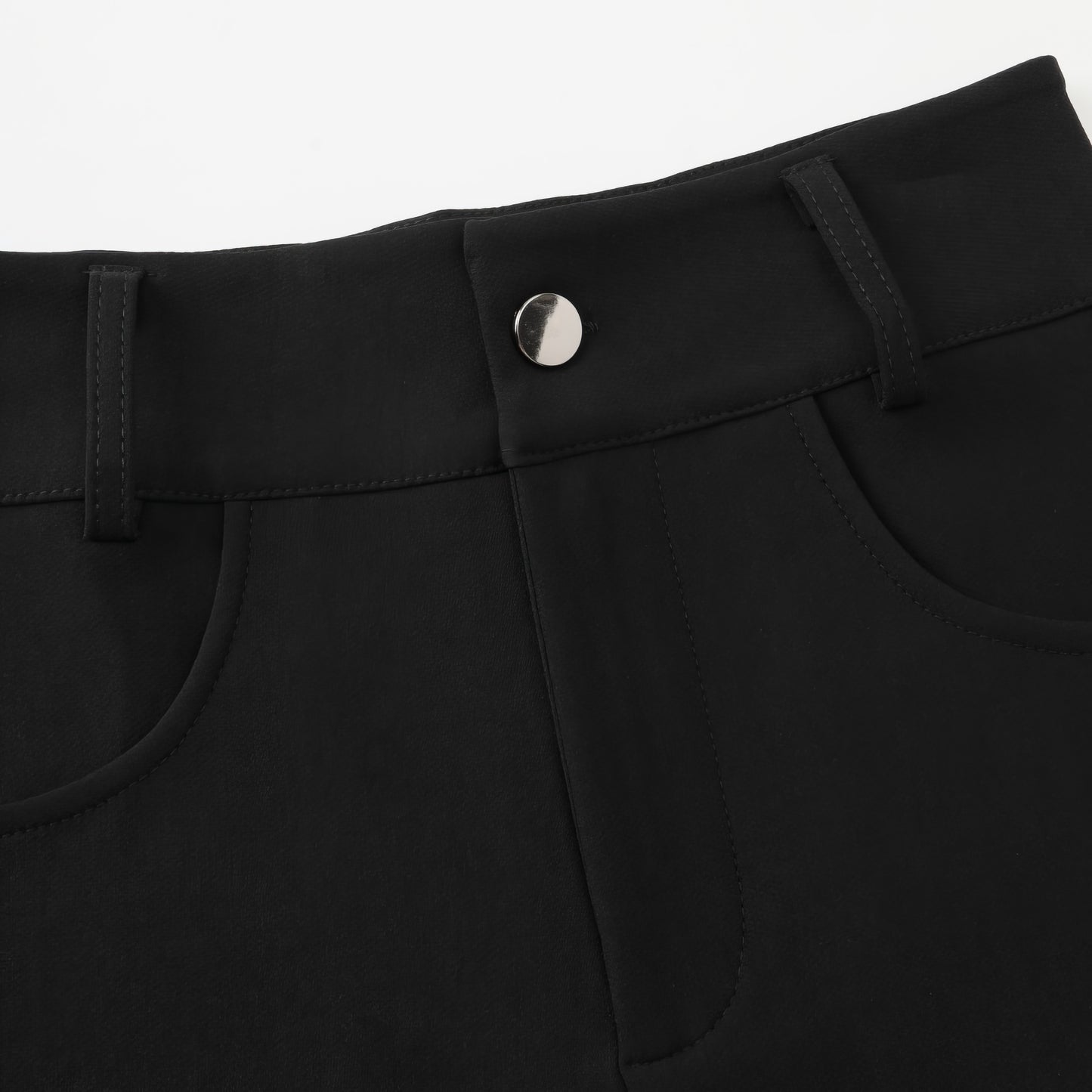 Square Buckle Belted Black Shorts