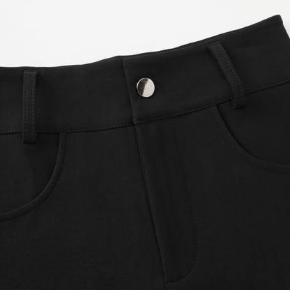Square Buckle Belted Black Shorts