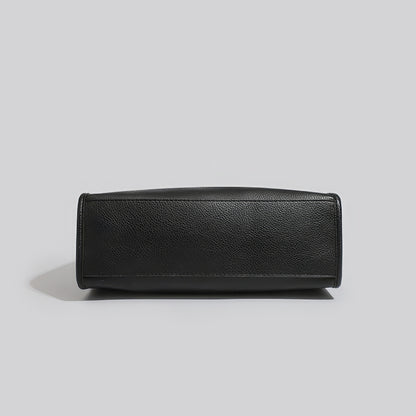 Structured Black Faux Leather Shoulder Bag