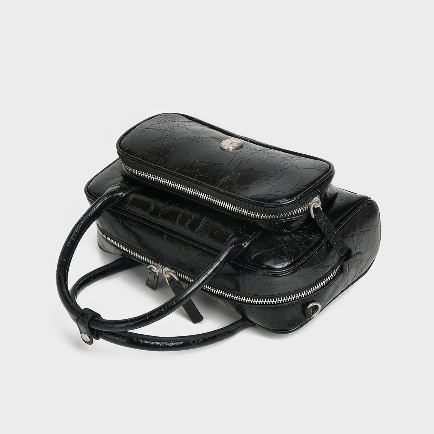 Crinkled Glossy Rectangle Handbag