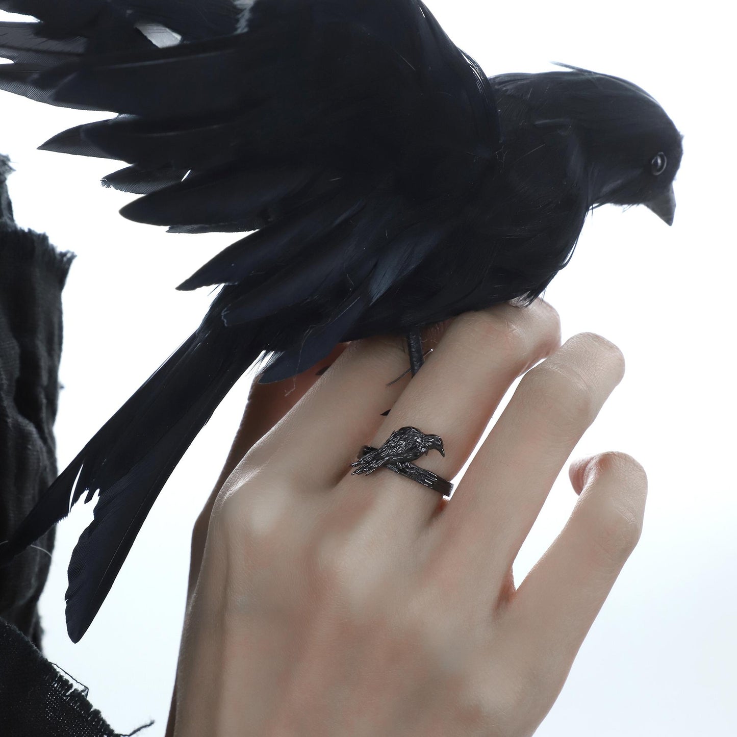 Perched Raven Carved Ring