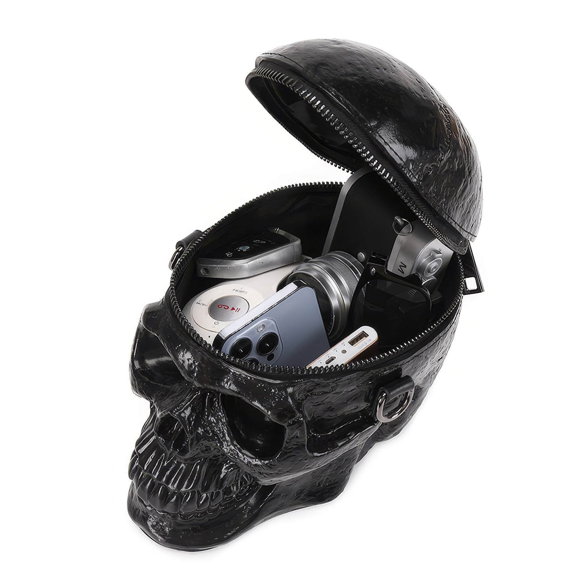 Glossy Skull-Shaped Shoulder Bag
