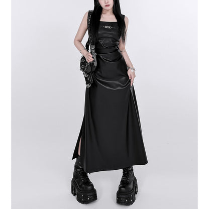 Satin Square Neck Sleeveless Maxi Dress