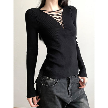 Crisscross Ribbed Knit Top