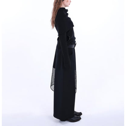 Off Shoulder Layered Knit Top with Studded Cross