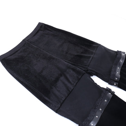 Black Sheer Panel Flare Pants