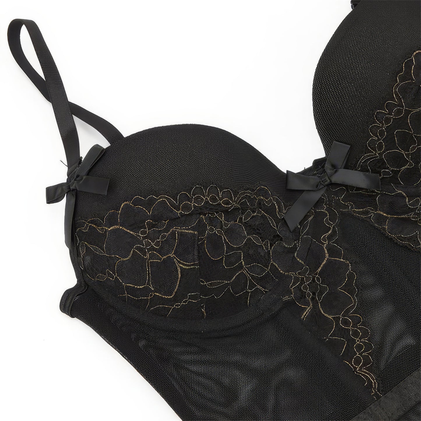 Sheer Lace Mesh Bustier Bodysuit
