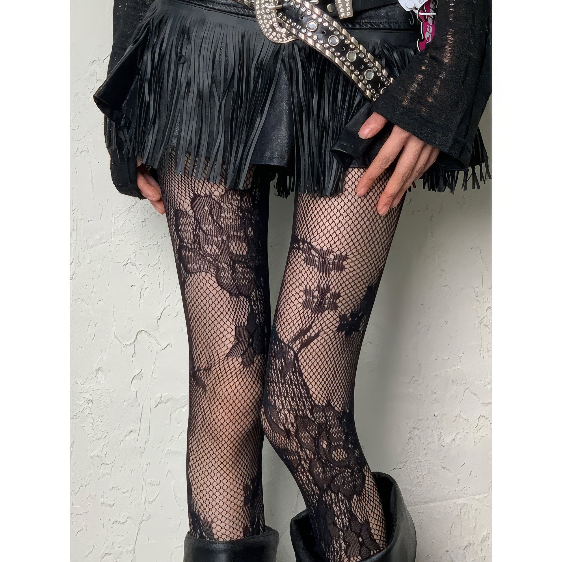 Floral Lace Fishnet Tights