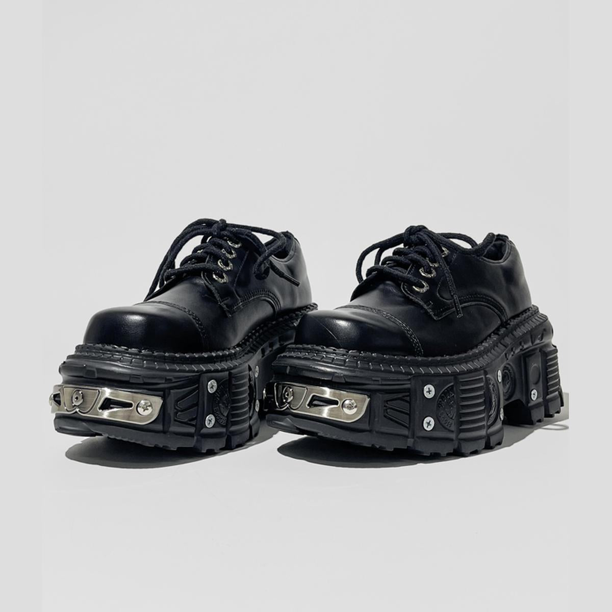 Black Cyberpunk Platform Lace-Up Shoes