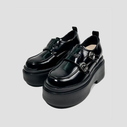 Double Buckle Patent Platform Loafers