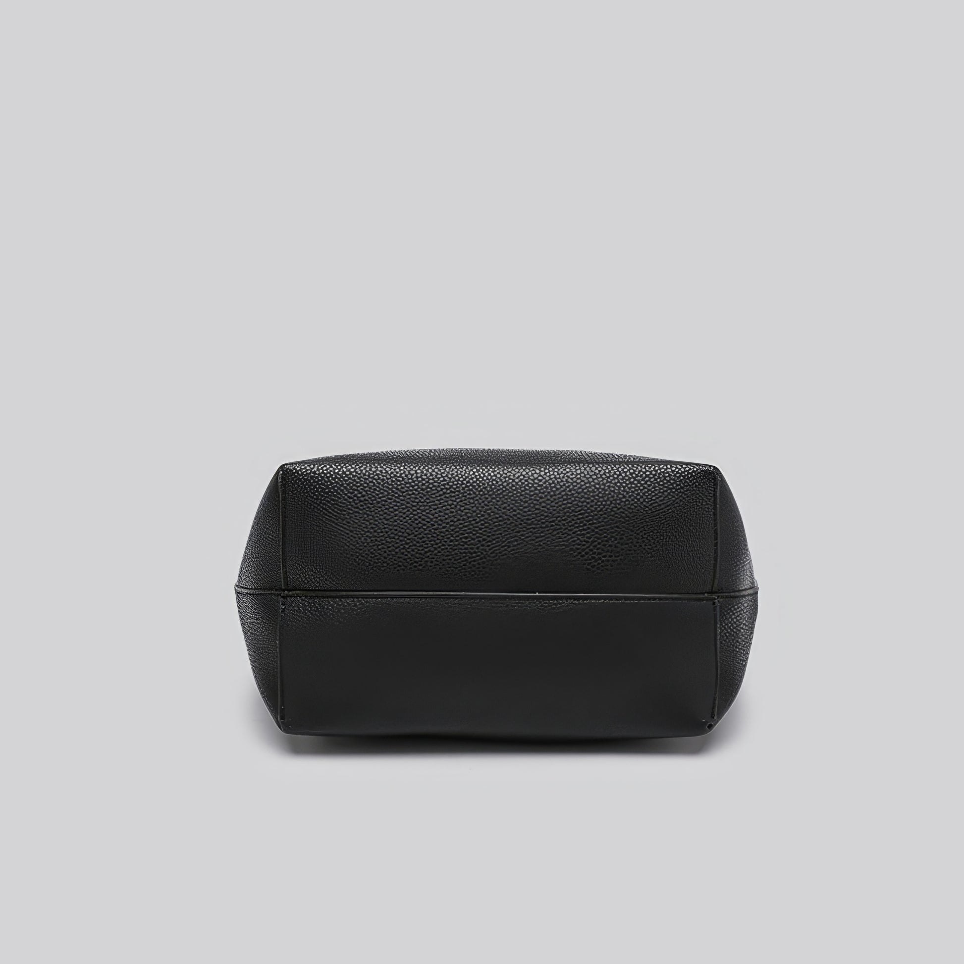 Structured Pebble Leather Black Tote Bag
