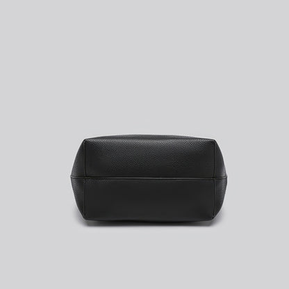 Structured Pebble Leather Black Tote Bag