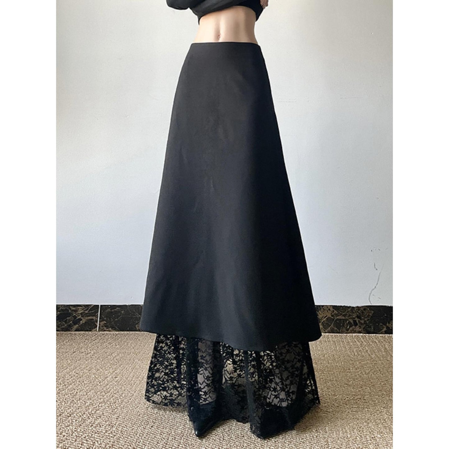 Layered Lace Hem Skirt