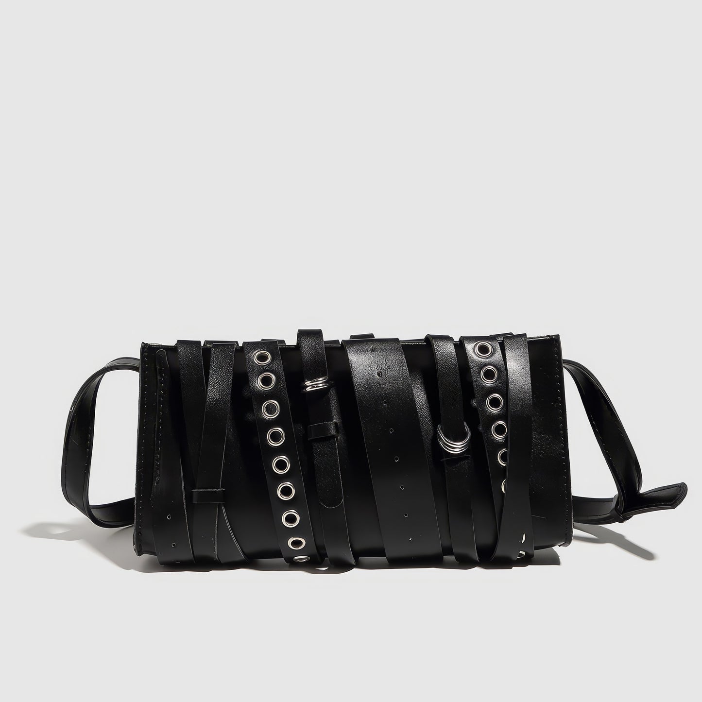 Layered Strap Buckle Detail Crossbody Bag
