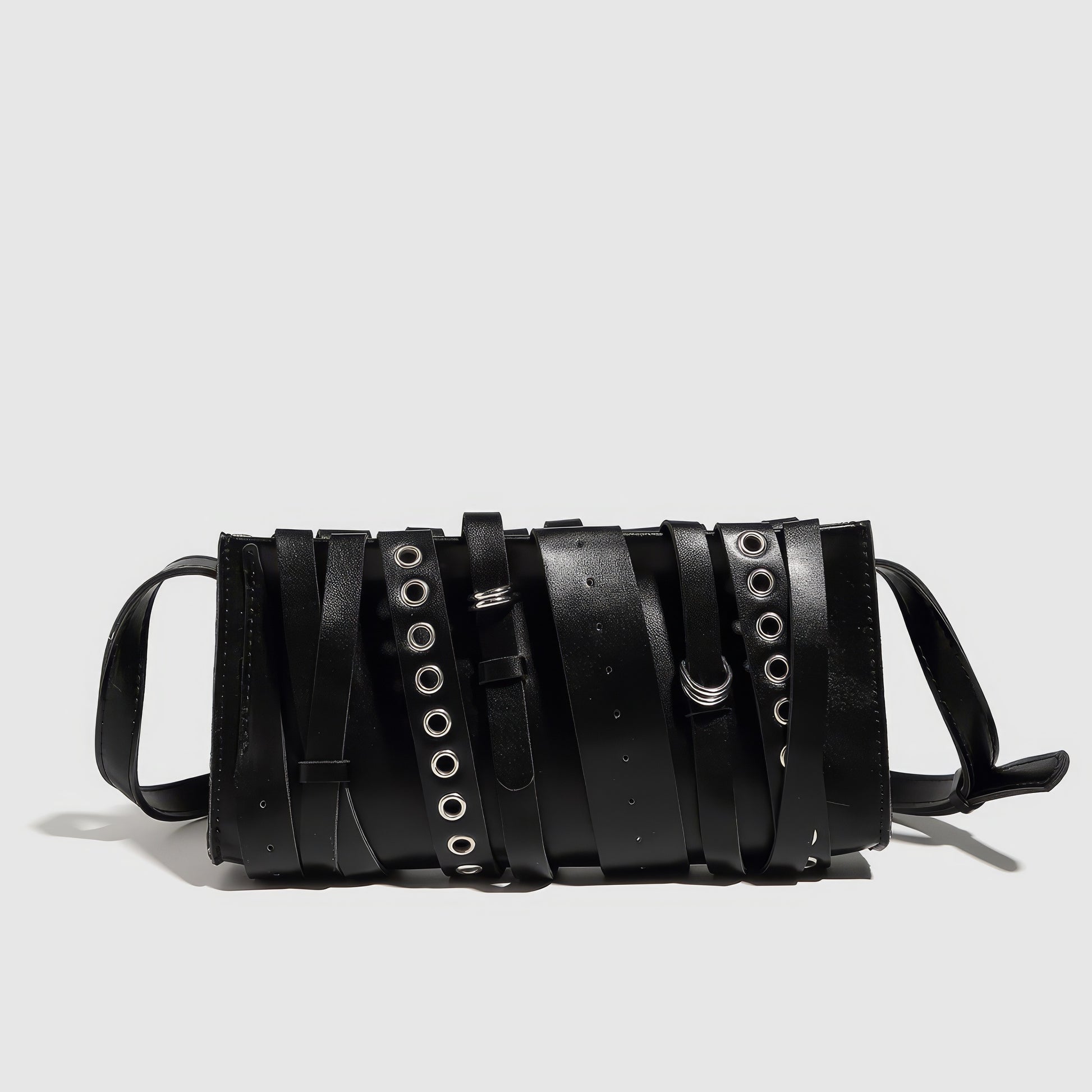 Layered Strap Buckle Detail Crossbody Bag