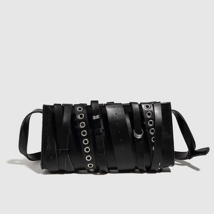 Layered Strap Buckle Detail Crossbody Bag