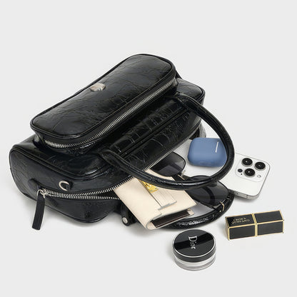 Crinkled Glossy Rectangle Handbag