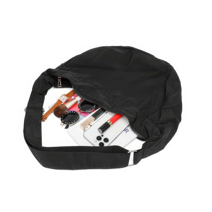 Soft Nylon Crescent Zip Shoulder Bag