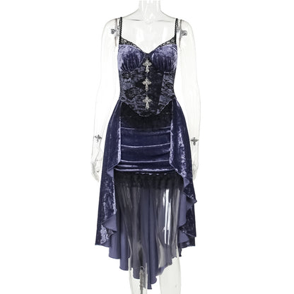 Velvet High-Low Corset Dress