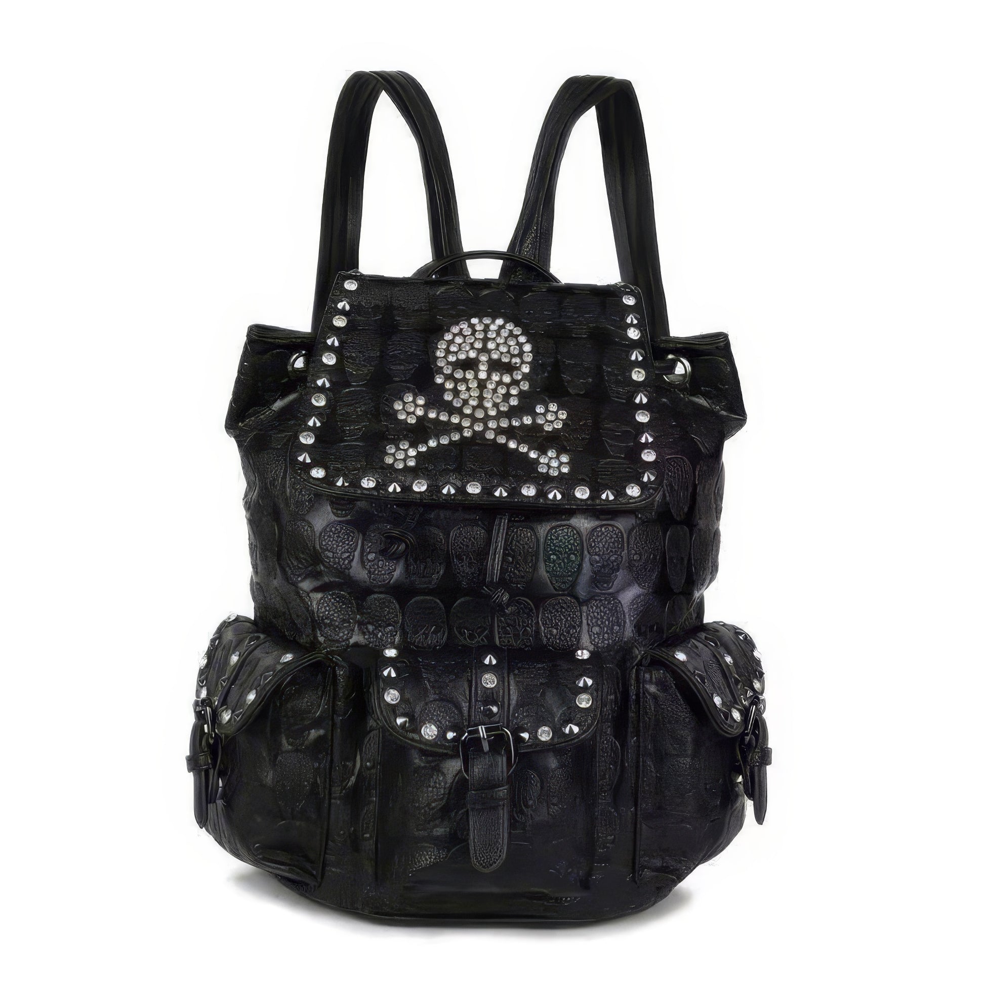 Studded Skull Pattern Flap Backpack
