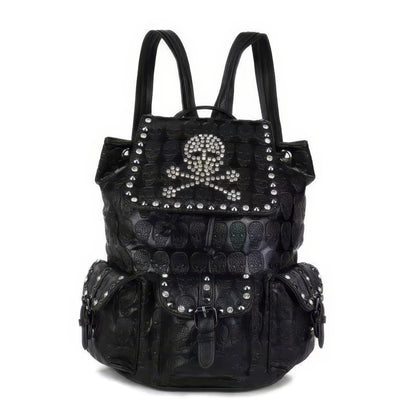 Studded Skull Pattern Flap Backpack