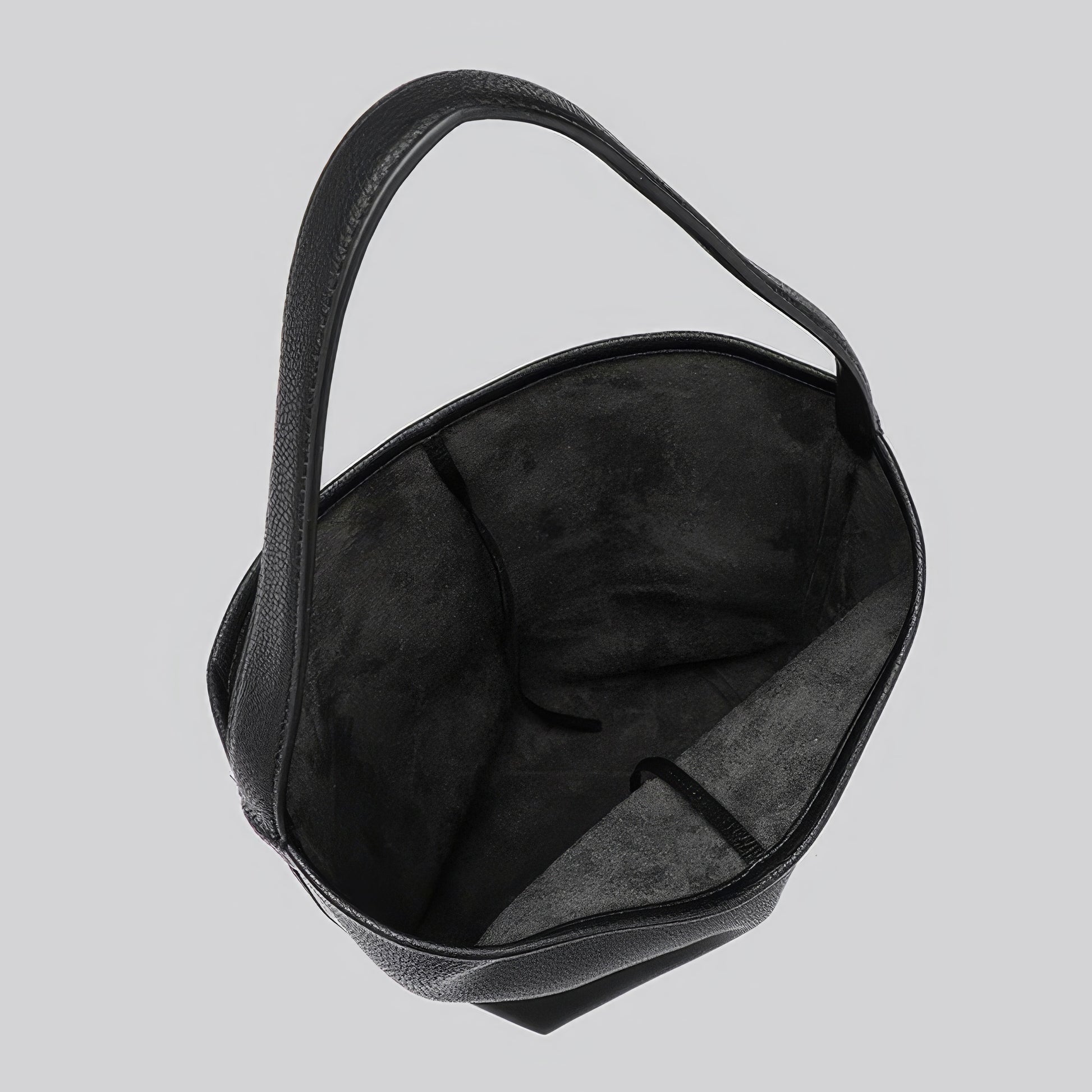 Structured Pebble Leather Black Tote Bag