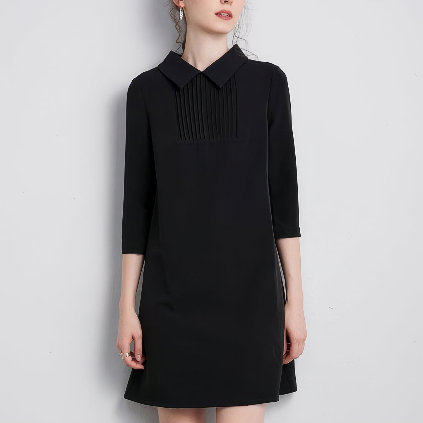 Pleated Collar A-Line Mini Dress