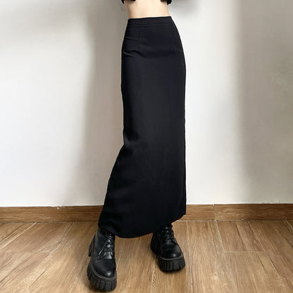 High-Slit Straight Maxi Skirt