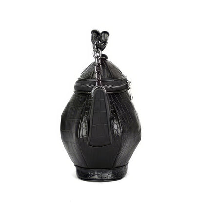 Croc-Embossed Teapot Crossbody Bag
