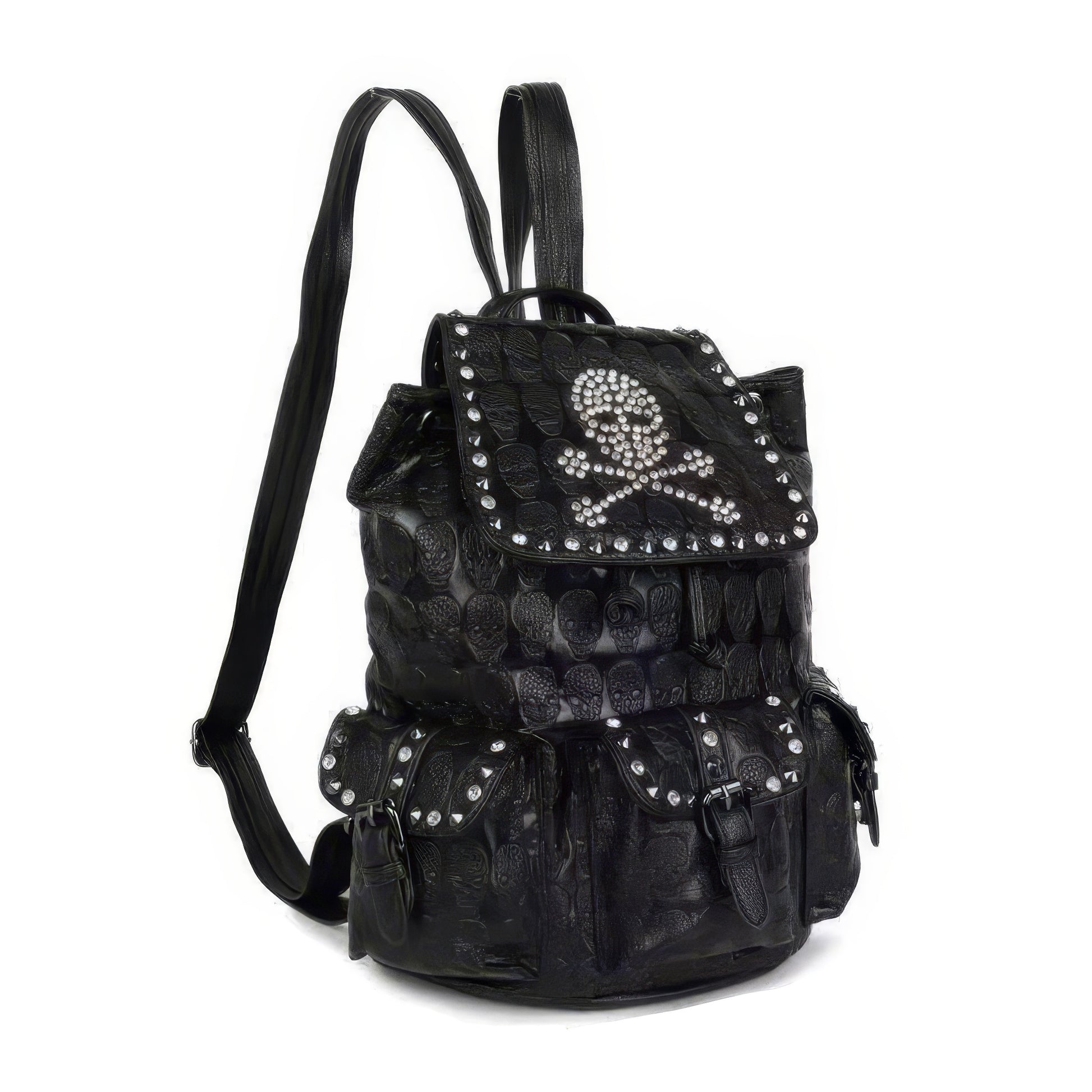 Studded Skull Pattern Flap Backpack