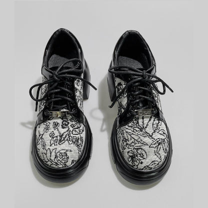 Black Patterned Chunky Platform Shoes