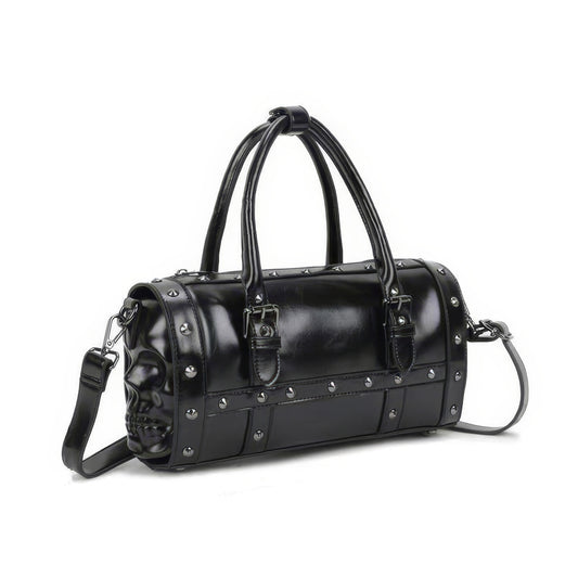 3D Skull Embossed Barrel Shoulder Bag