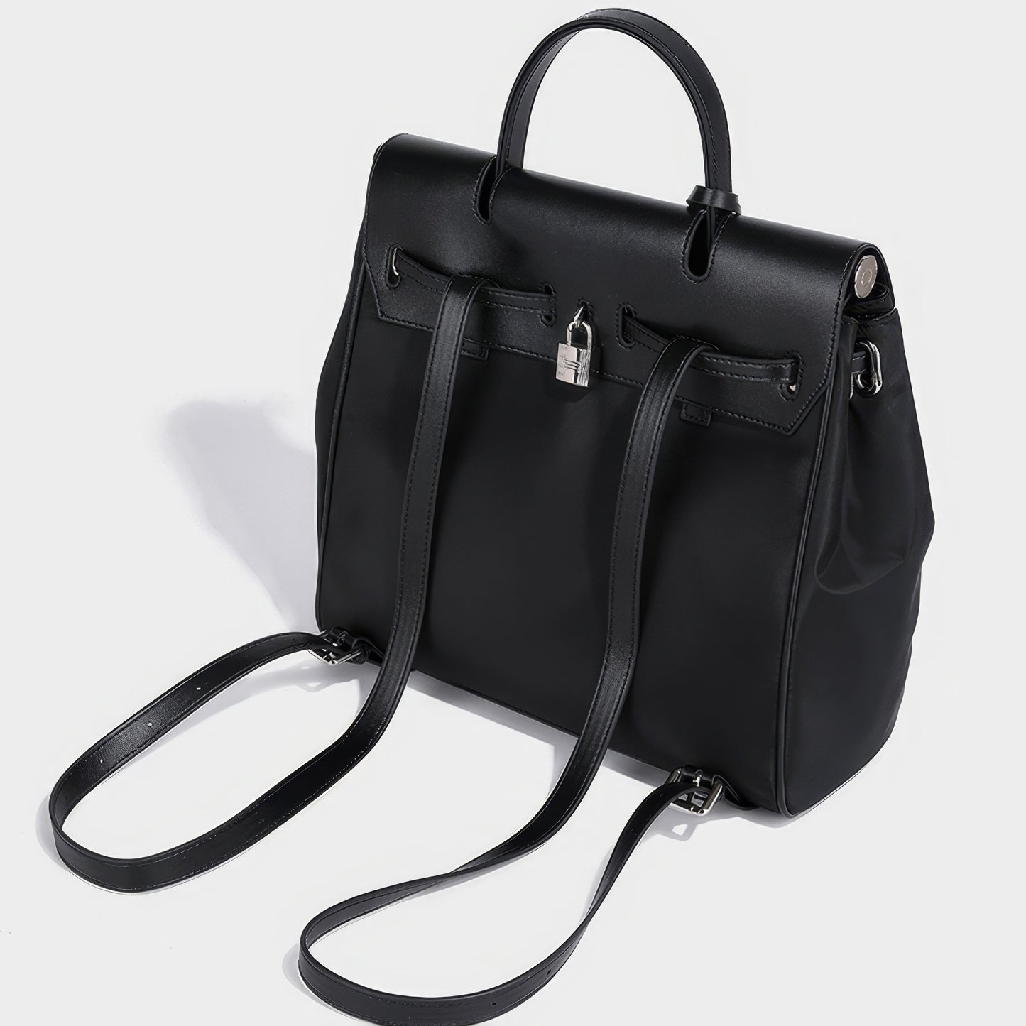 Structured Lock Detail Backpack Bag