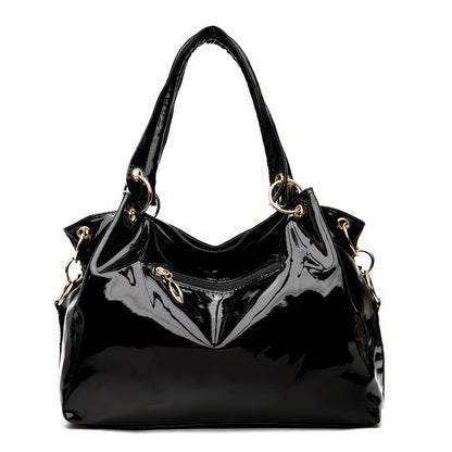 Sleek Glossy Black Shoulder Bag