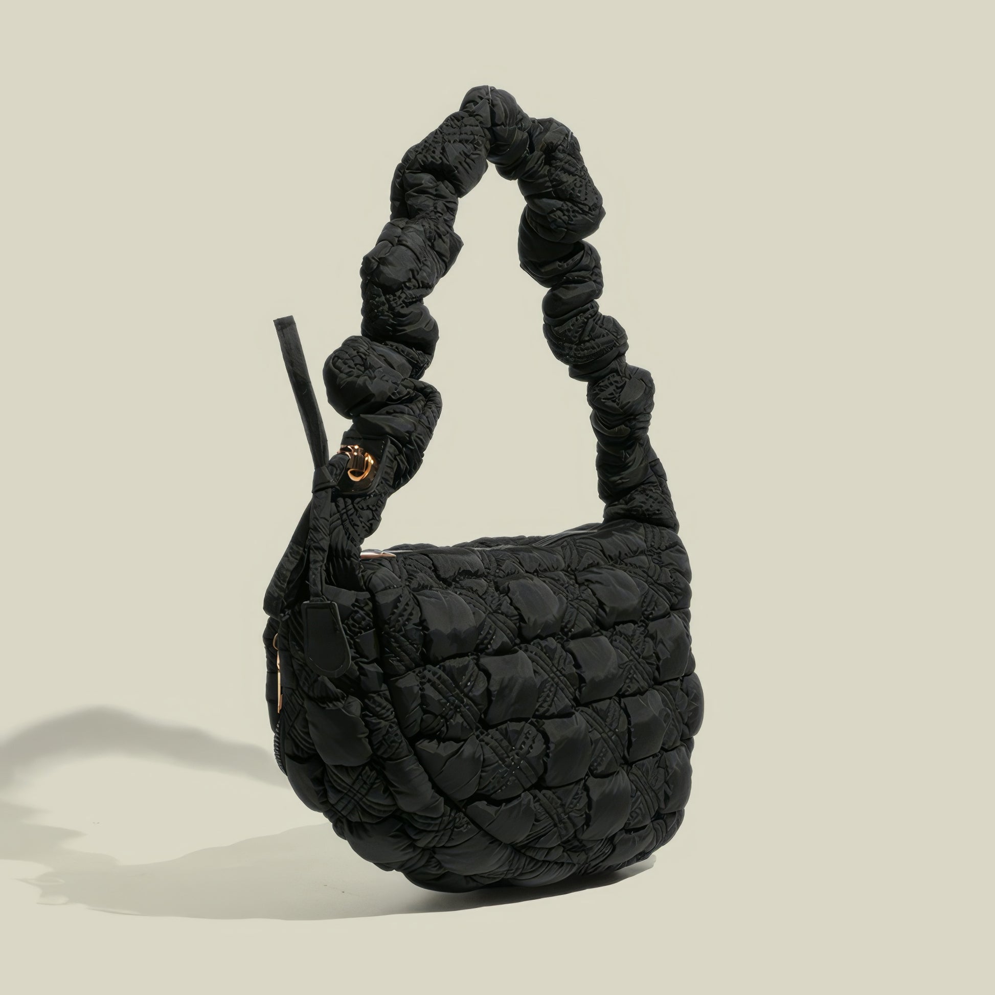 Puffy Quilted Scrunch Handle Shoulder Bag