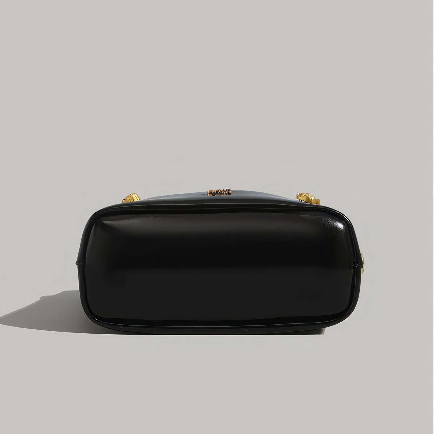 Glossy Round Handle Patent Tote Bag