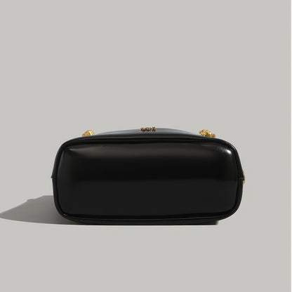 Glossy Round Handle Patent Tote Bag