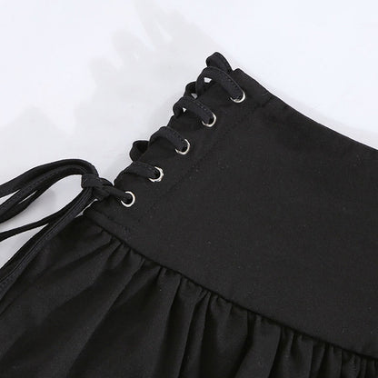 Layered Ruffle Lace-Up Skirt