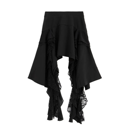 Asymmetrical Lace Trim Skirt