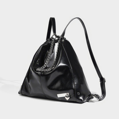 Chain Handle Glossy Triangle Backpack