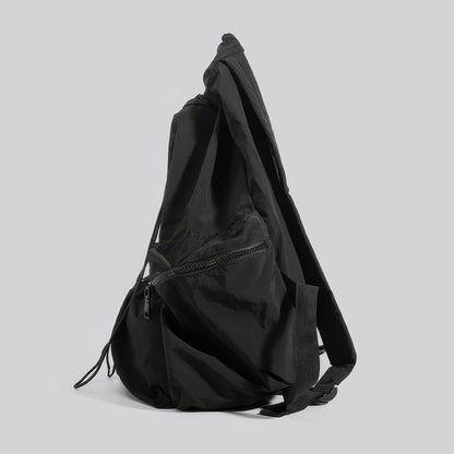 Drawstring Zip Pocket Black Backpack