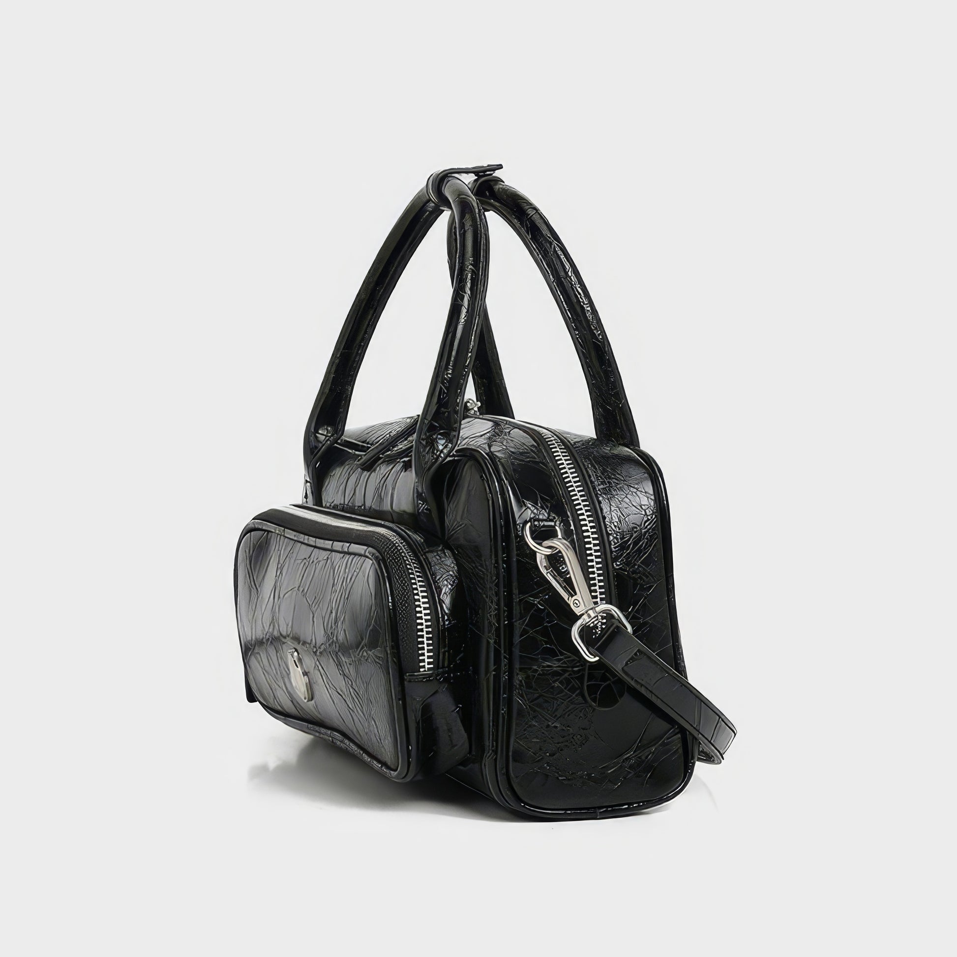 Crinkled Glossy Rectangle Handbag